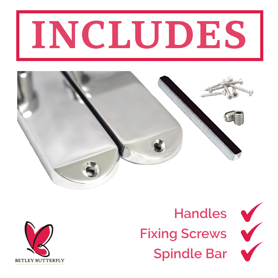 Poignées de porte Cadenza sur plaque arrière Poignée à loquet à volutes chromée