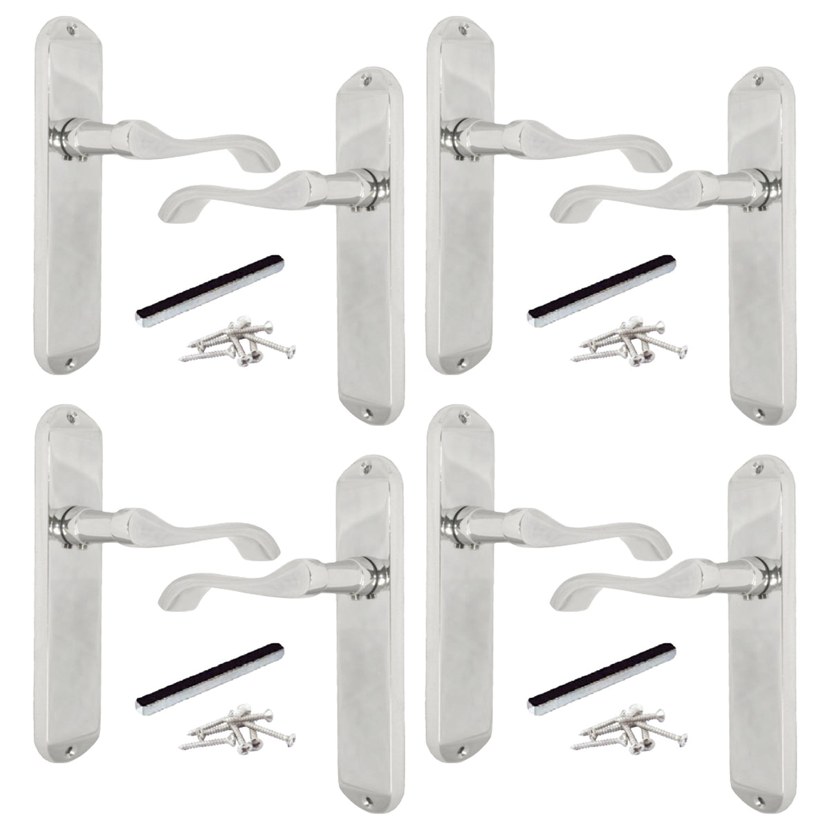 Marketplace JPG companion for Multipack Cadenza Door Handles on Backplate Chrome Scroll Latch Handle 1/2/4/6 Pairs - 178mm X 38mm
