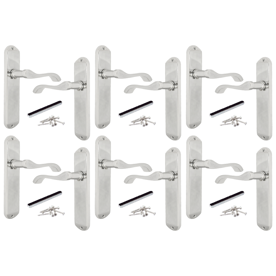 Poignées de porte Cadenza sur plaque arrière Poignée à loquet à volutes chromée