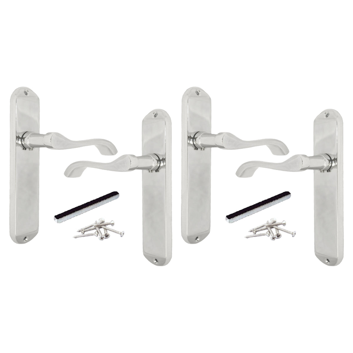 Marketplace JPG companion for Multipack Cadenza Door Handles on Backplate Chrome Scroll Latch Handle 1/2/4/6 Pairs - 178mm X 38mm