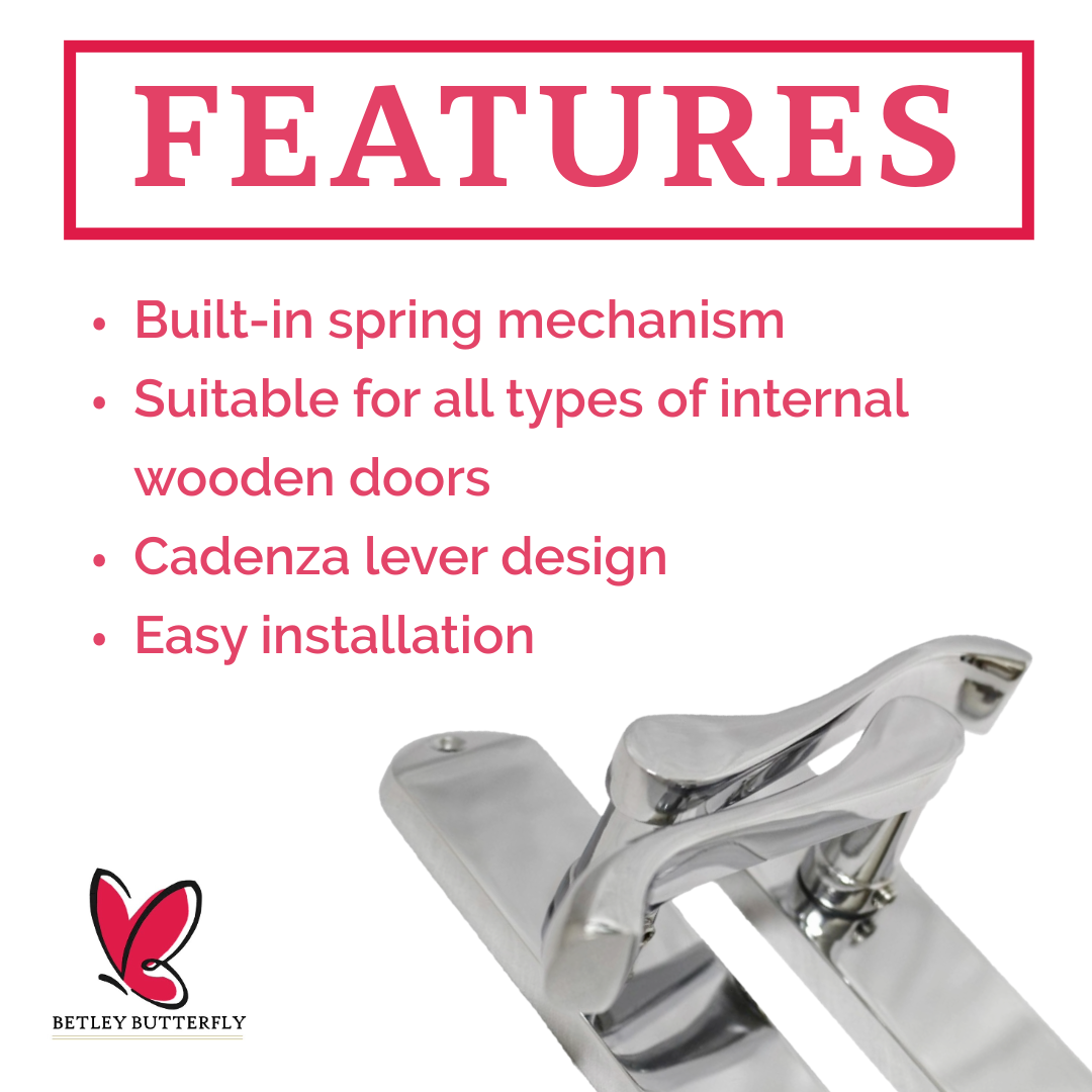 Poignées de porte Cadenza sur plaque arrière Poignée à loquet à volutes chromée