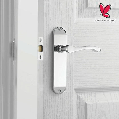 Marketplace JPG companion for Multipack Cadenza Door Handles on Backplate Chrome Scroll Latch Handle 1/2/4/6 Pairs - 178mm X 38mm