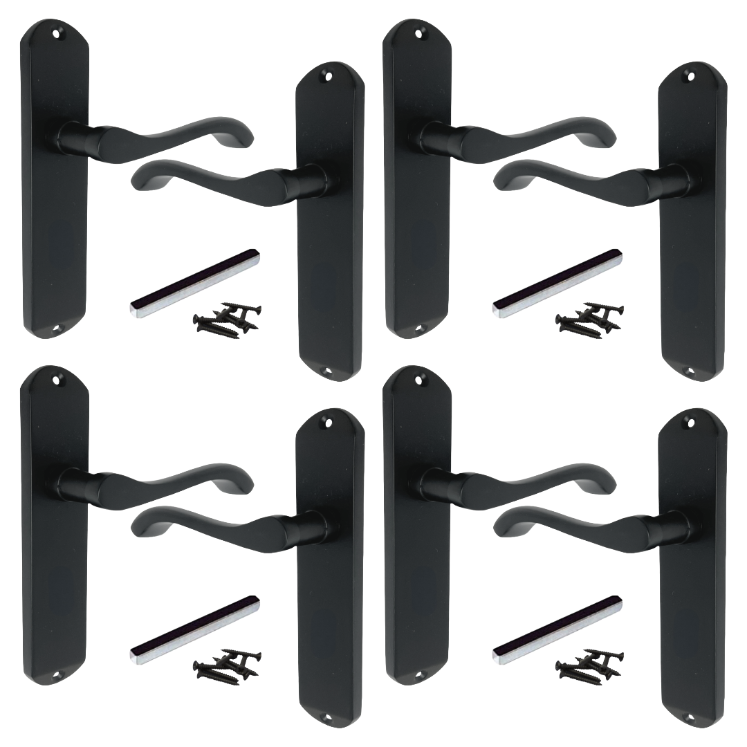 Poignées de porte Cadenza sur plaque arrière Poignée à loquet à volutes chromée