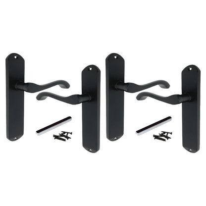 Marketplace JPG companion for Multipack Cadenza Door Handles on Backplate Matt Black Scroll Latch Handle 1/2/4/6 Pairs - 178mm X 38mm