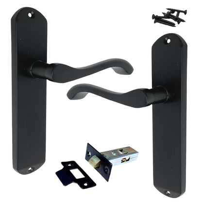 Marketplace JPG companion for Cadenza Door Handles on Backplate Matt Black Scroll Tubular Latch Set
