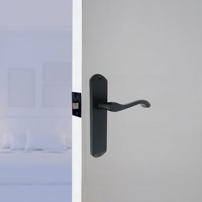 Marketplace JPG companion for Cadenza Door Handles on Backplate Matt Black Scroll Tubular Latch Set