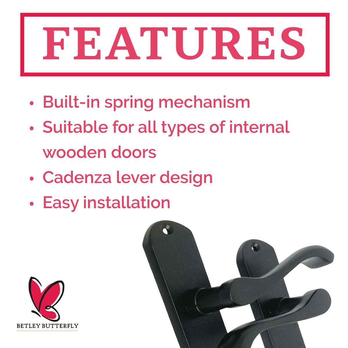 Marketplace JPG companion for Multipack Cadenza Door Handles on Backplate Matt Black Scroll Latch Handle 1/2/4/6 Pairs - 178mm X 38mm