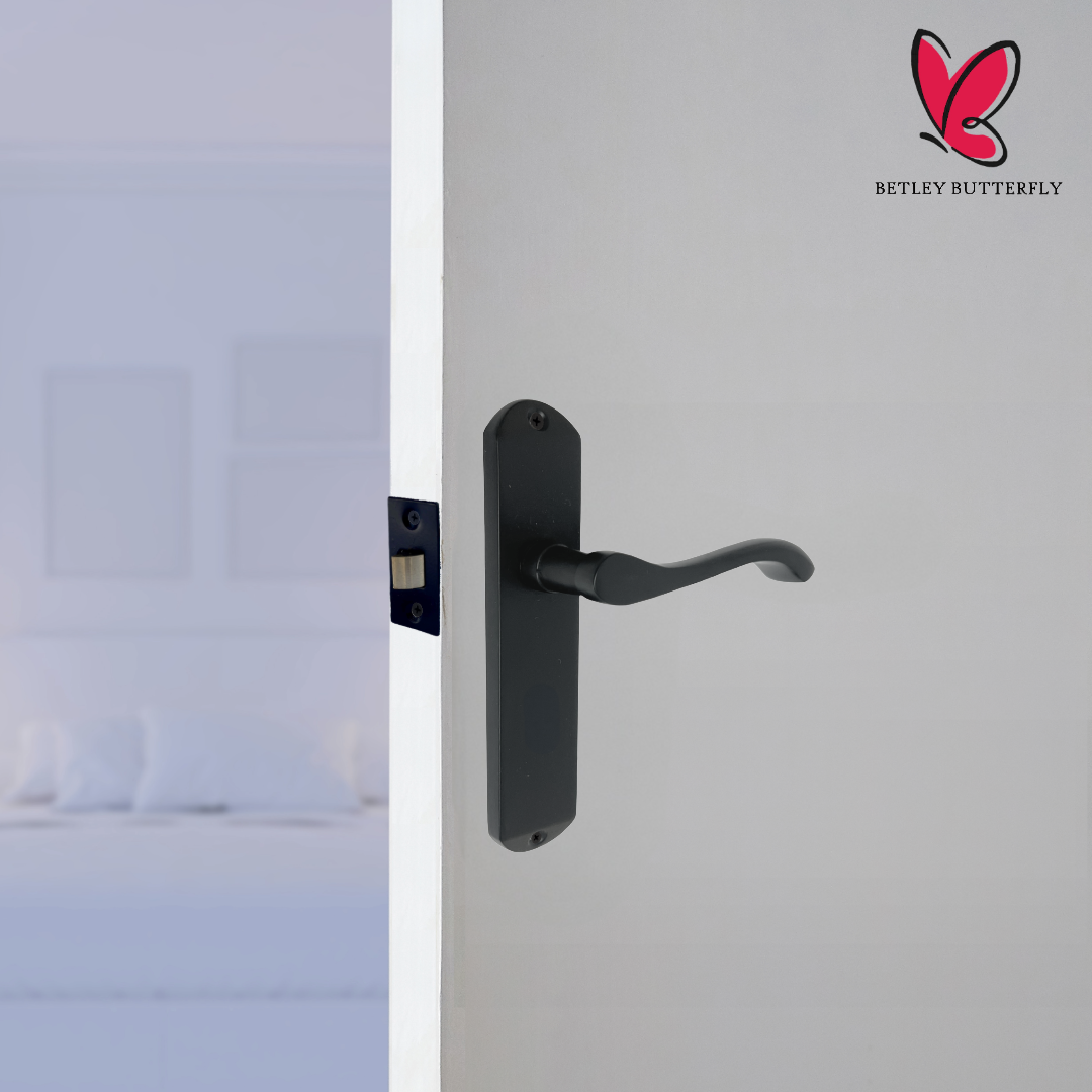 Poignées de porte Cadenza sur plaque arrière Poignée à loquet à volutes chromée