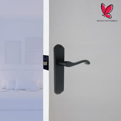Marketplace JPG companion for Multipack Cadenza Door Handles on Backplate Matt Black Scroll Latch Handle 1/2/4/6 Pairs - 178mm X 38mm