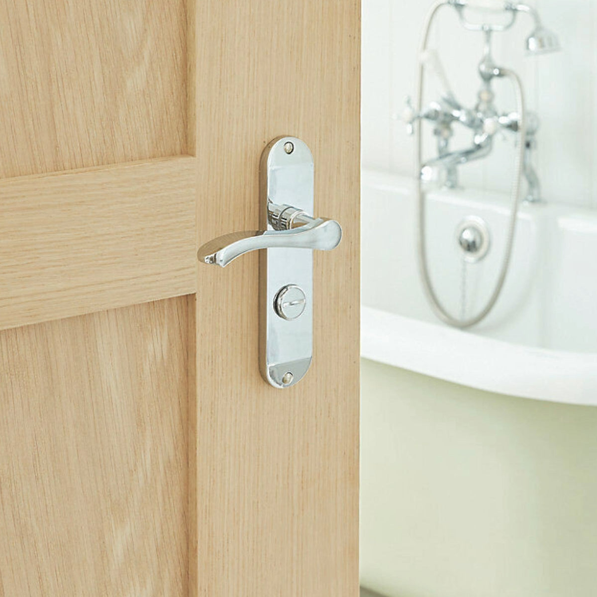 Marketplace JPG companion for Cadenza Door Handles on Backplate Chrome Scroll Bathroom Lock Handle - 178mm X 38mm