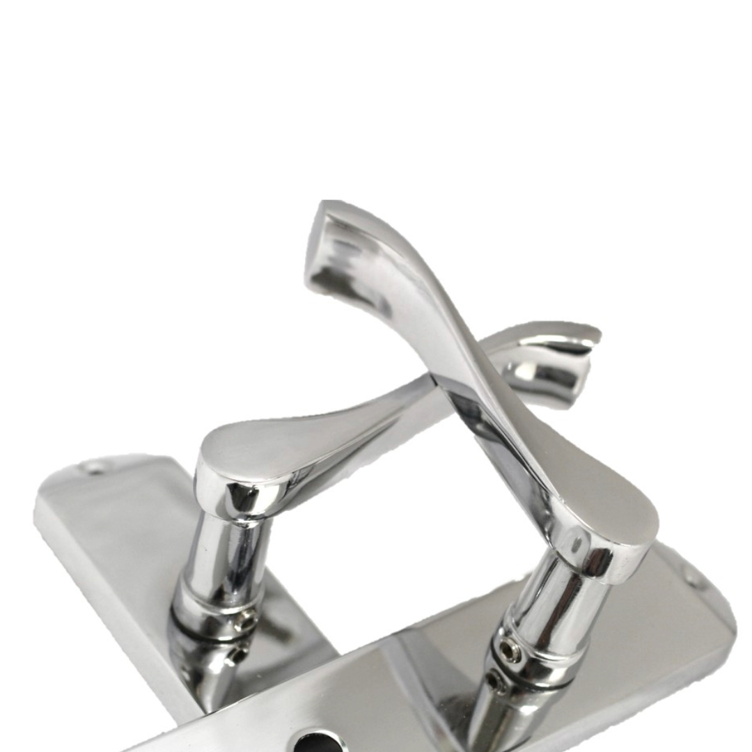Cadenza Door Handles on Backplate Chrome Scroll Bathroom Lock Handle