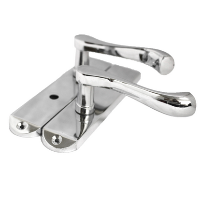 Cadenza Door Handles on Backplate Chrome Scroll Bathroom Lock Handle