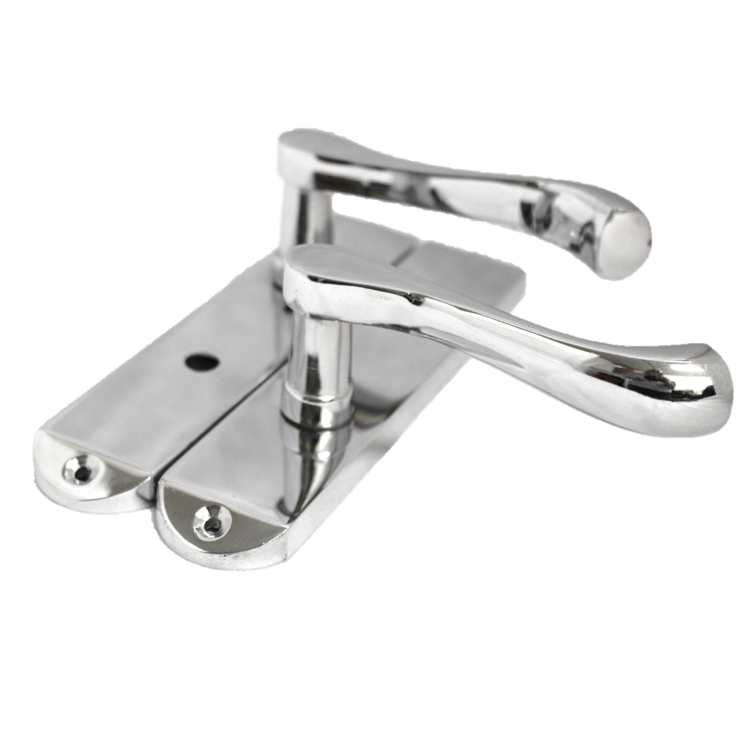 Poignées de porte Cadenza sur plaque arrière, ensemble de serrures de salle de bain chromées à volutes