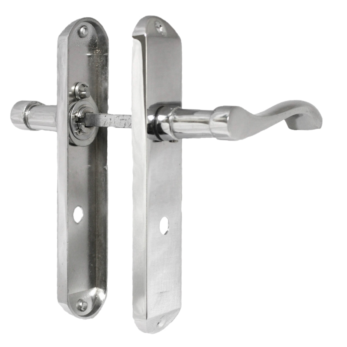 Marketplace JPG companion for Cadenza Door Handles on Backplate Chrome Scroll Bathroom Lock Handle - 178mm X 38mm