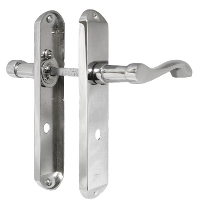 Poignées de porte Cadenza sur plaque arrière, ensemble de serrures de salle de bain chromées à volutes
