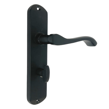Marketplace JPG companion for Cadenza Door Handles on Backplate Matt Black Scroll Bathroom Lock Handle - 178mm X 38mm