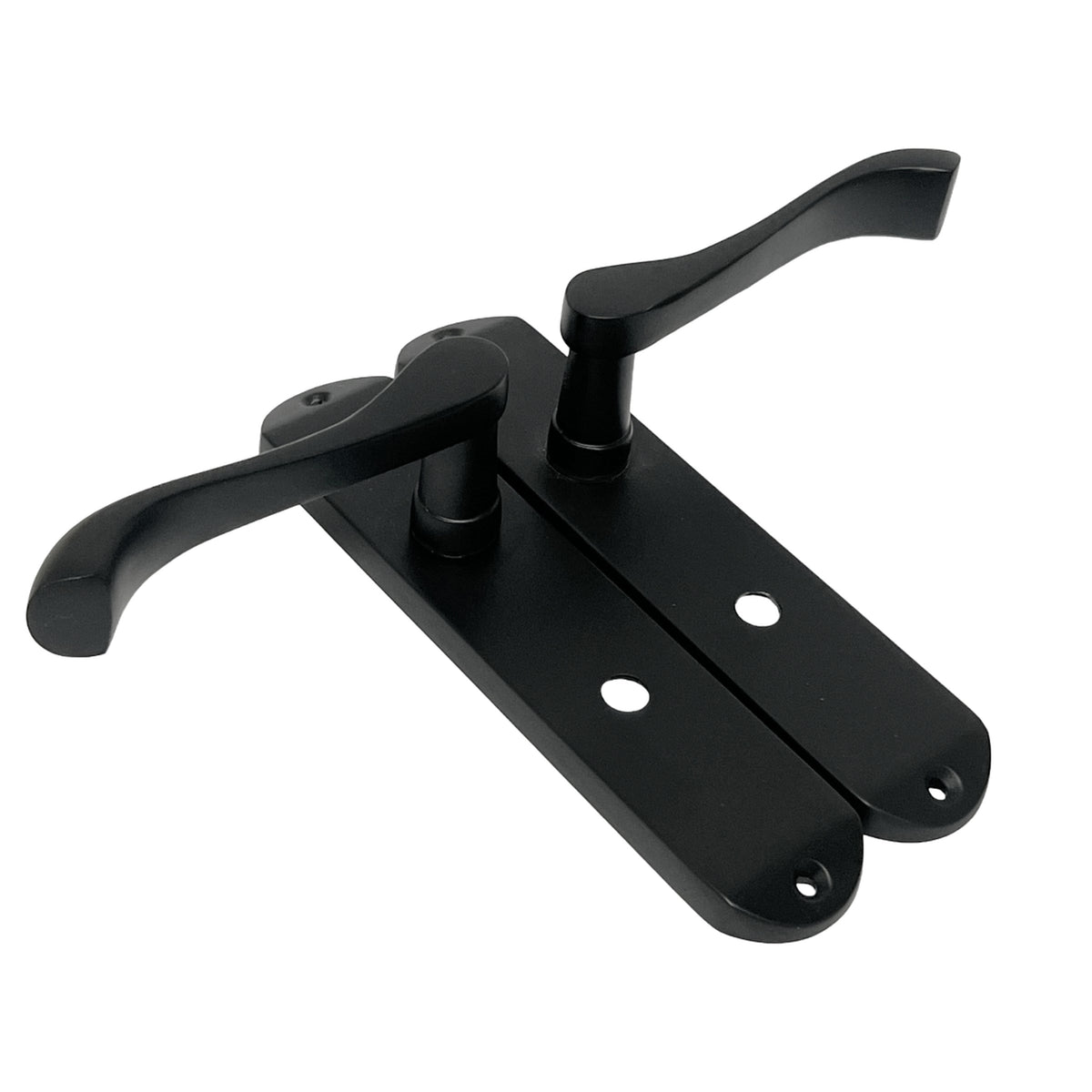Marketplace JPG companion for Cadenza Door Handles on Backplate Matt Black Scroll Bathroom Lock Set