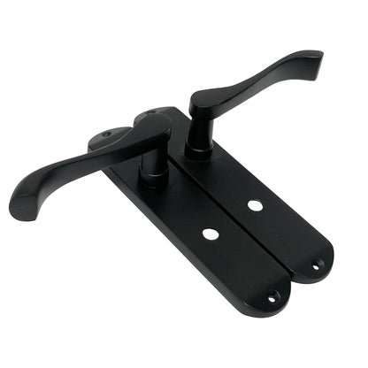 Marketplace JPG companion for Cadenza Door Handles on Backplate Matt Black Scroll Bathroom Lock Set