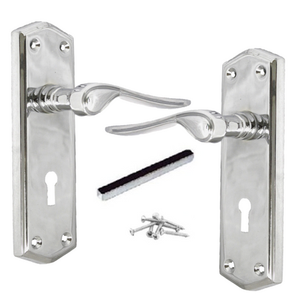 Poignées de porte à levier Stellar avec serrure interne - Chrome 170 mm x 50 mm