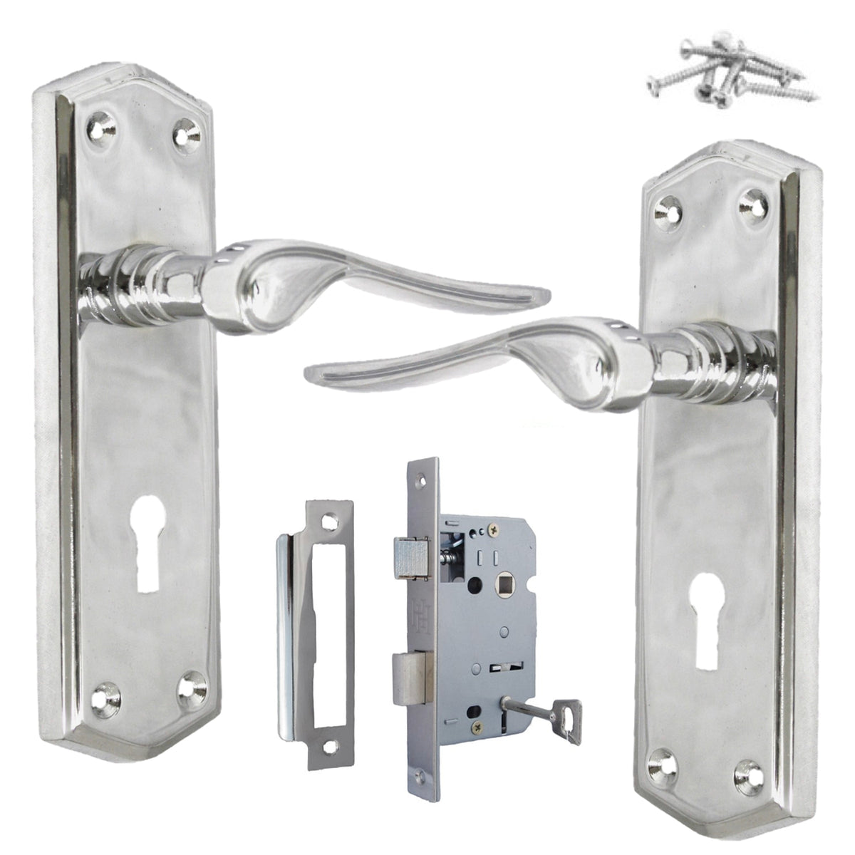 Marketplace JPG companion for Door Handles Chrome Stellar Scroll Lever with Internal Lock and Keys
