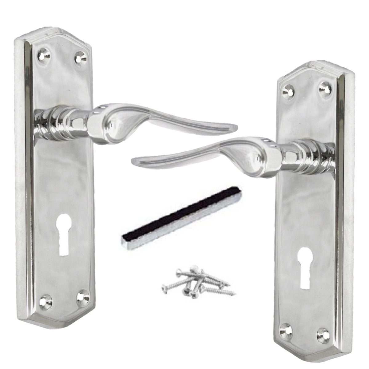 Marketplace JPG companion for Door Handles Chrome Stellar Scroll Lever with Internal Lock and Keys