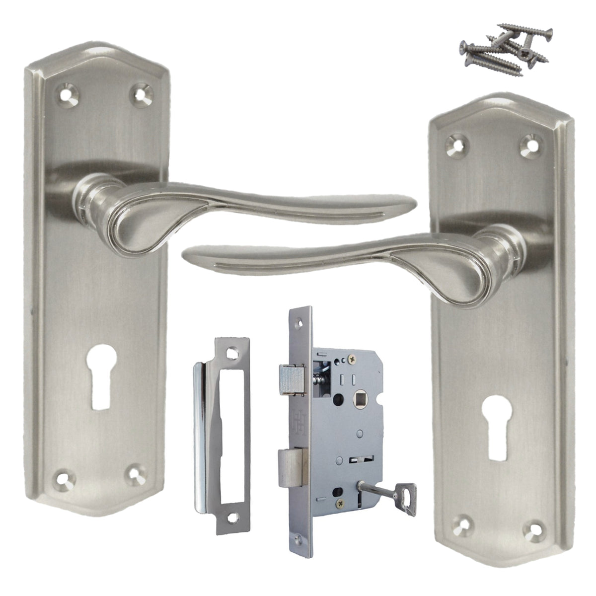 Marketplace JPG companion for Door Handles Satin Stellar Scroll Lever Internal with Lock and Keys