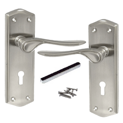 Poignées de porte Stellar à levier à défilement et serrure interne - Satin 170 mm x 50 mm
