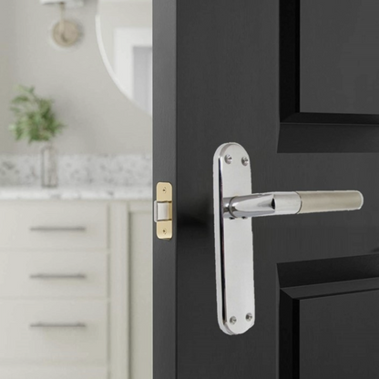 Door Handles Mitred Straight Lever Latch Duo - Chrome Satin 180mm x 40mm