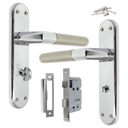 Marketplace JPG companion for Door Handles Mitred Straight Lever Bath Lock Pack Duo - Chrome Satin 180mm X 40mm