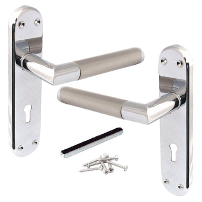 Marketplace JPG companion for Door Handles Mitred Straight Lever Locks Duo - Chrome Satin 180mm X 40mm