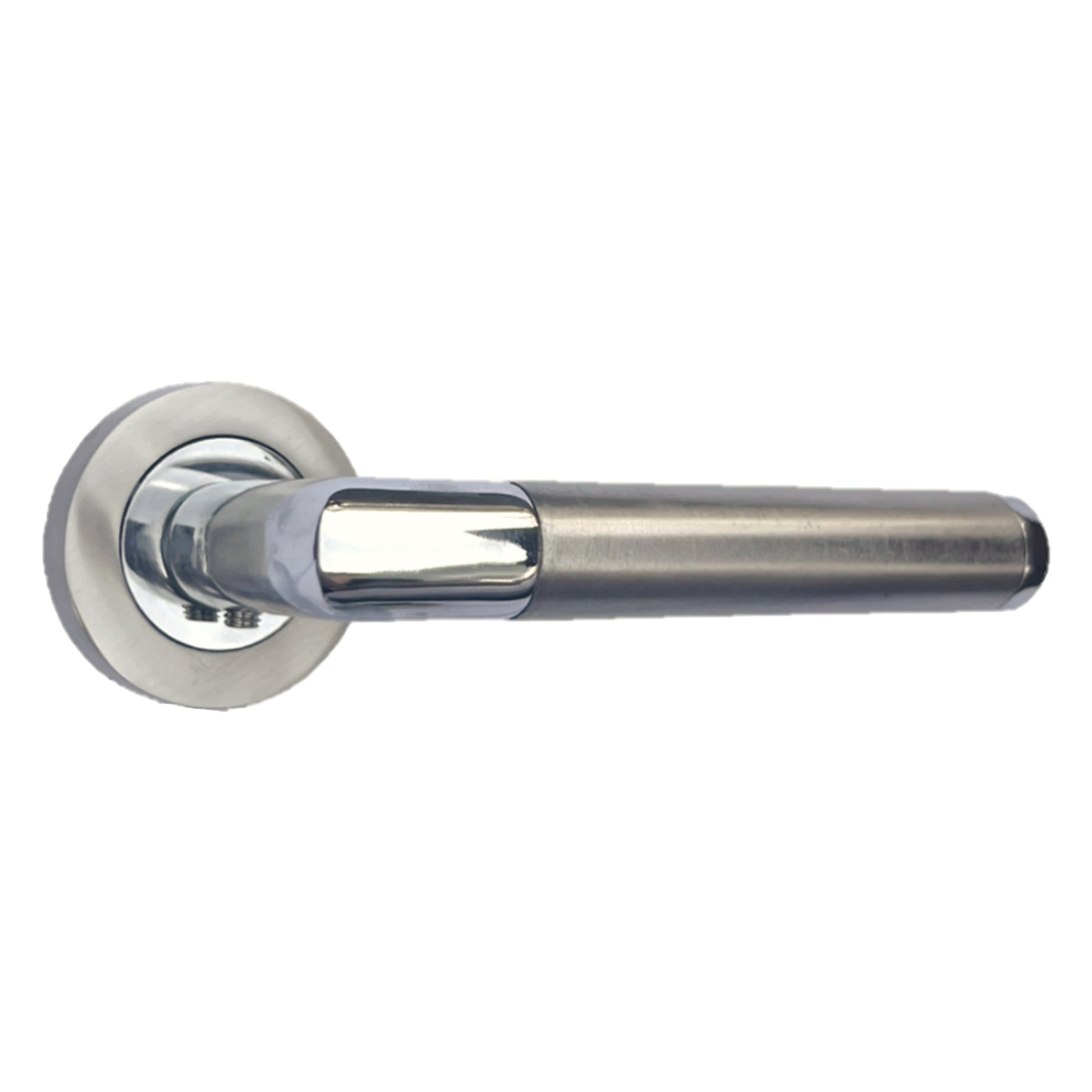 Marketplace JPG companion for Straight Lever Rose Door Handles, Mitred Bathroom Thumb Turn Lock Set, Duo Chrome Satin