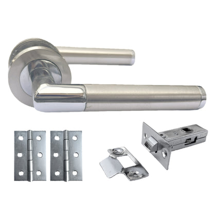Marketplace JPG companion for Straight Lever Rose Door Handles, Mitred Duo Chrome Satin Lever Door Handle 64mm Latch & Hinges - 3"