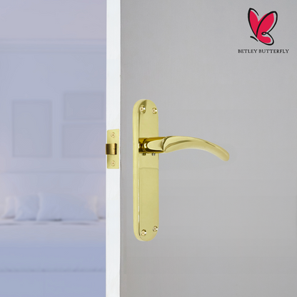 Poignées de porte Monja Astrid à levier arqué, charnières à loquet chromées polies, pack