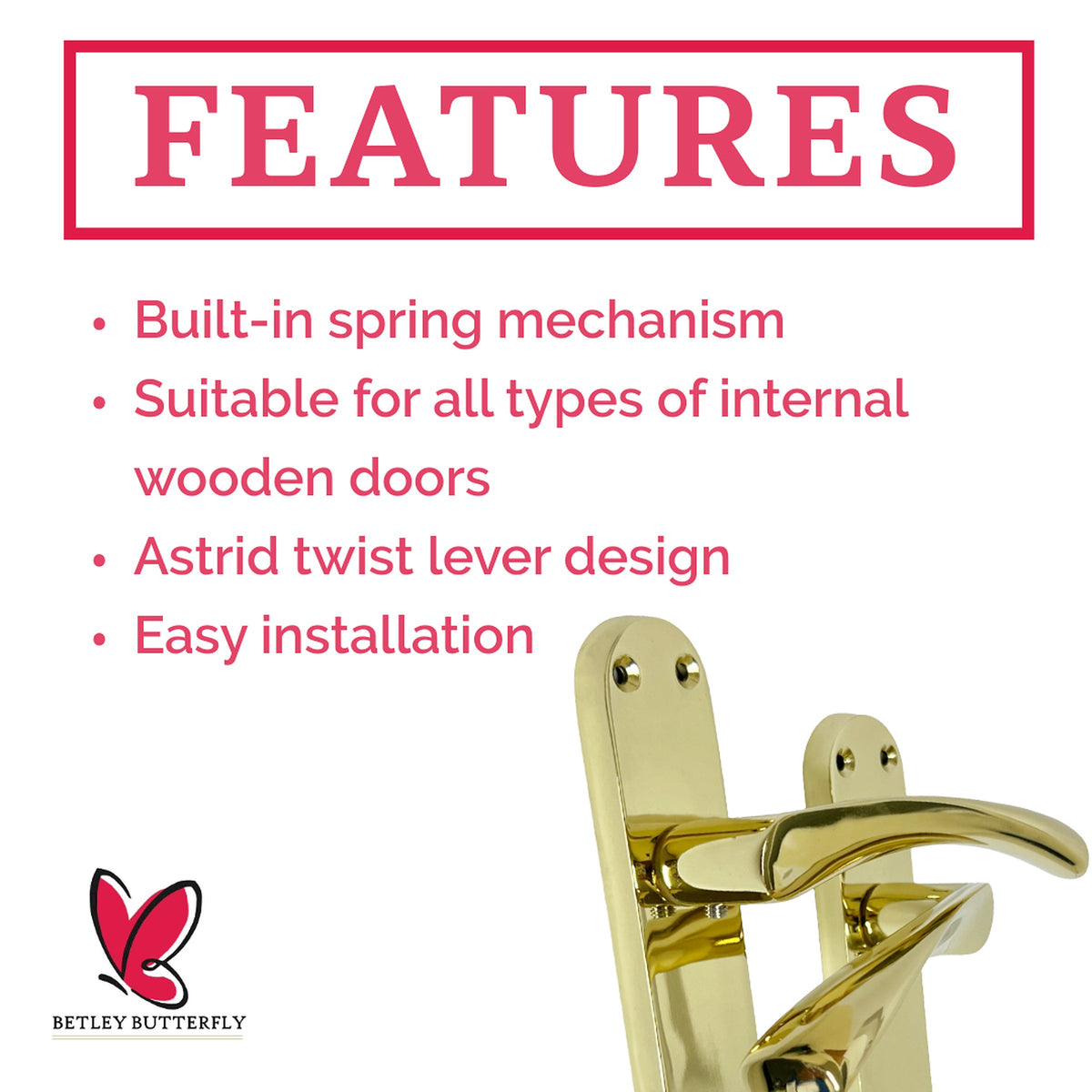 Marketplace JPG companion for Monja Astrid Door Handles Arched Lever Polished Brass Latch