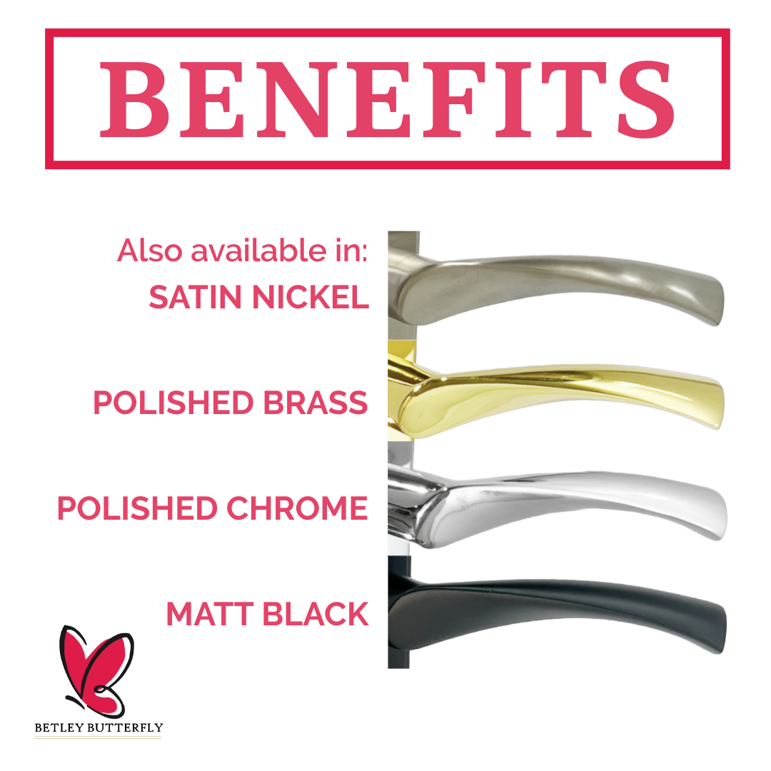 Poignées de porte de salle de bain Monja Astrid à levier arqué en chrome poli