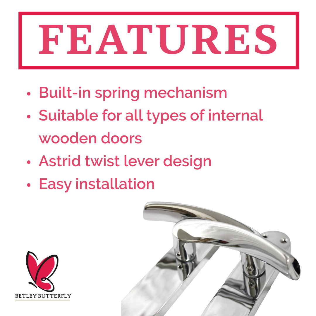 Poignées de porte de salle de bain Monja Astrid à levier arqué en chrome poli