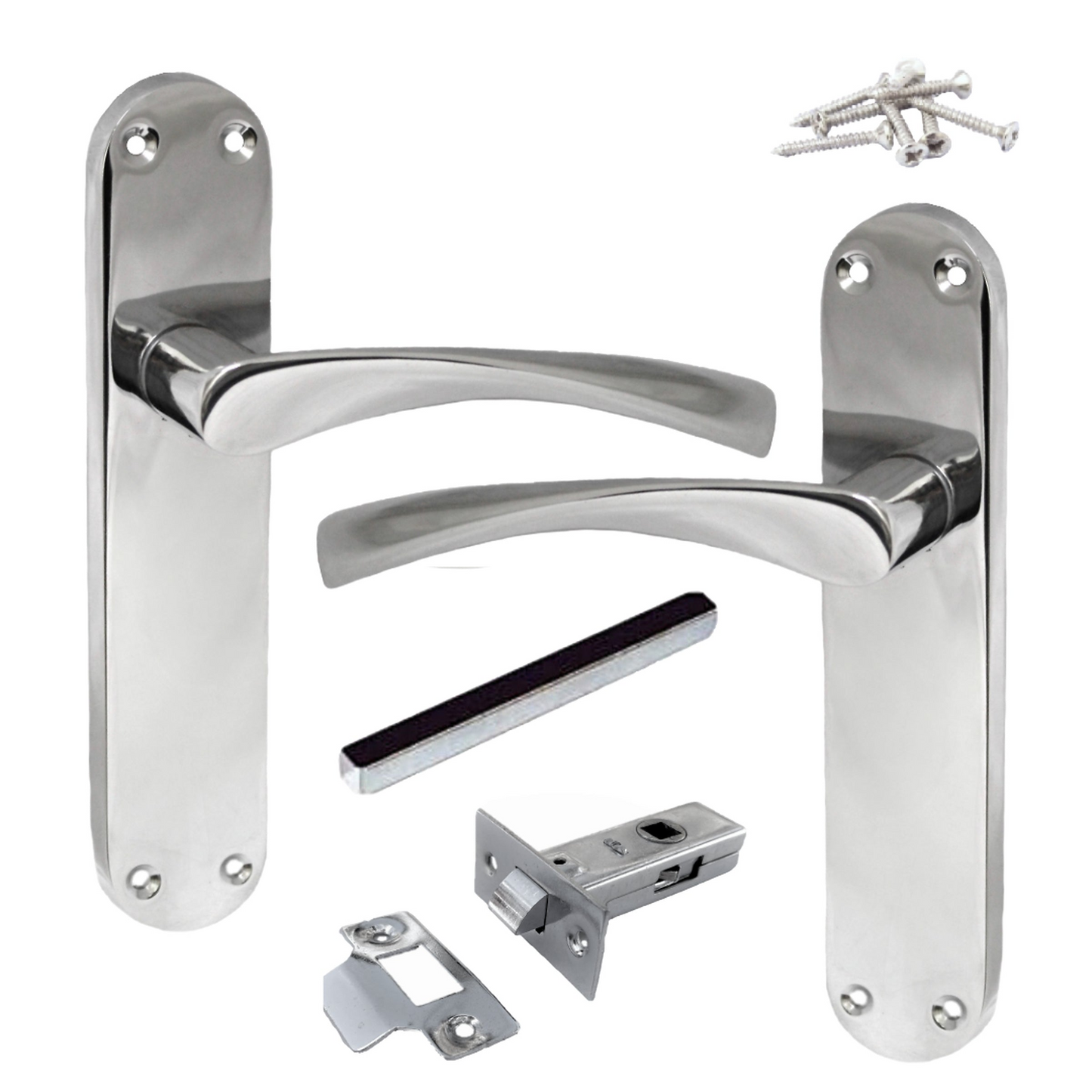 Monja Astrid Door Handles Arched Lever Polished Chrome Latch Pack