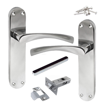 Monja Astrid Door Handles Arched Lever Polished Chrome Latch Pack