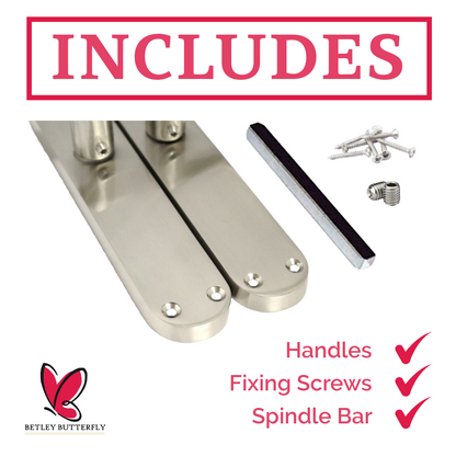 Poignées de porte de salle de bain Monja Astrid à levier arqué et serrure satinée