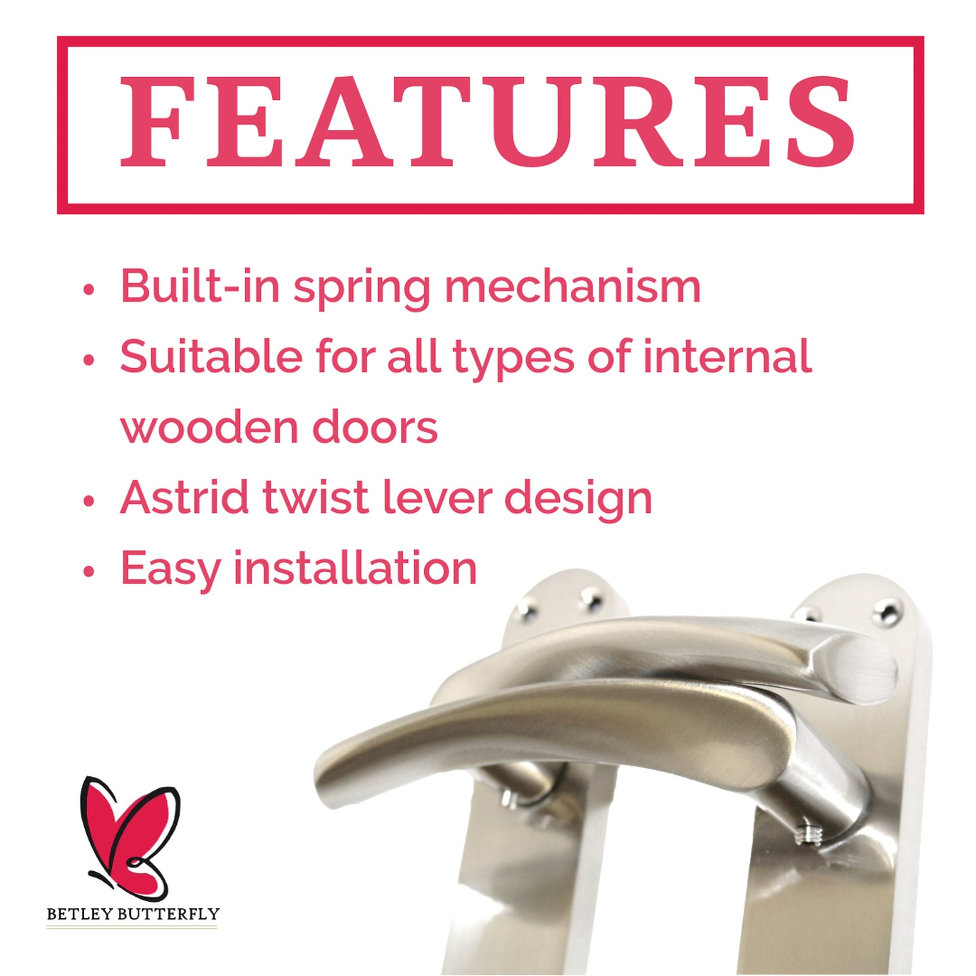 Marketplace JPG companion for Monja Astrid Door Handles Arched Lever Satin Latch Hinges Pack