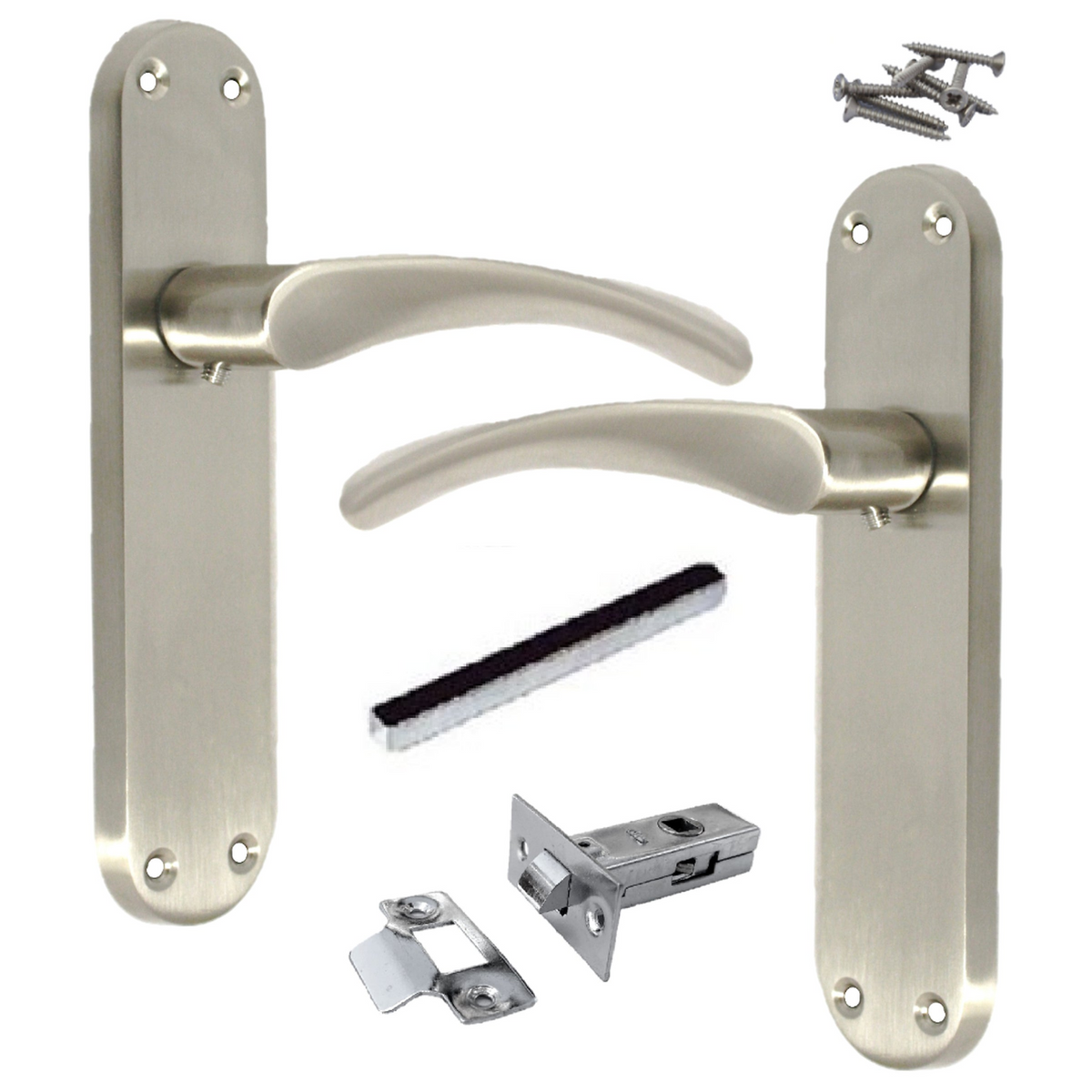 Monja Astrid Door Handles Arched Lever Satin Latch Pack