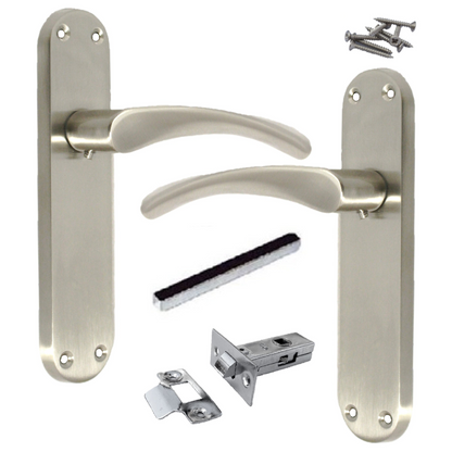 Monja Astrid Door Handles Arched Lever Satin Latch Pack