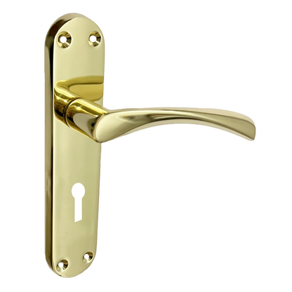 Poignées de porte Monja Astrid à levier arqué et loquet chromé poli