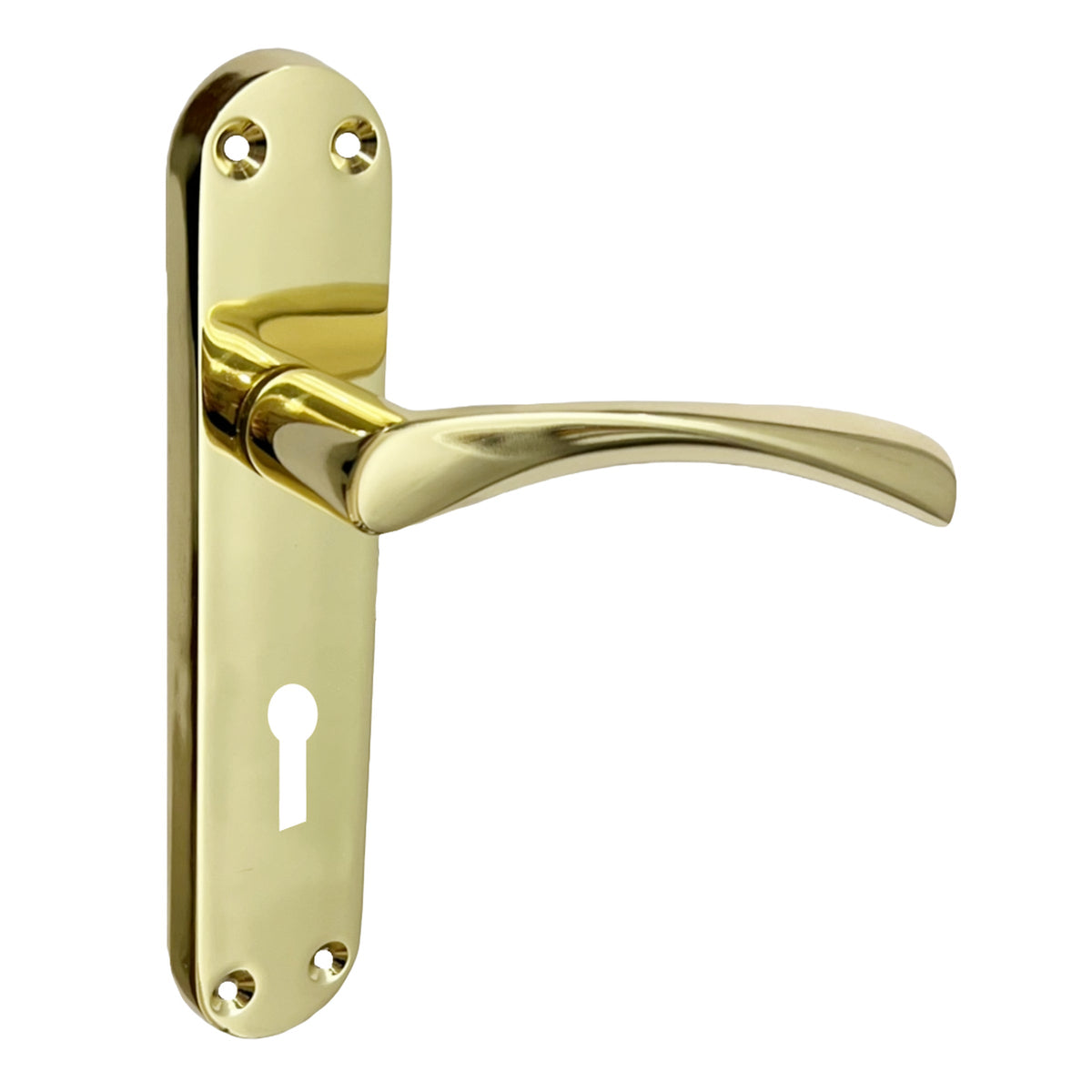 Marketplace JPG companion for Monja Astrid Door Handles Arched Lever Polished Brass Key Lock Pack
