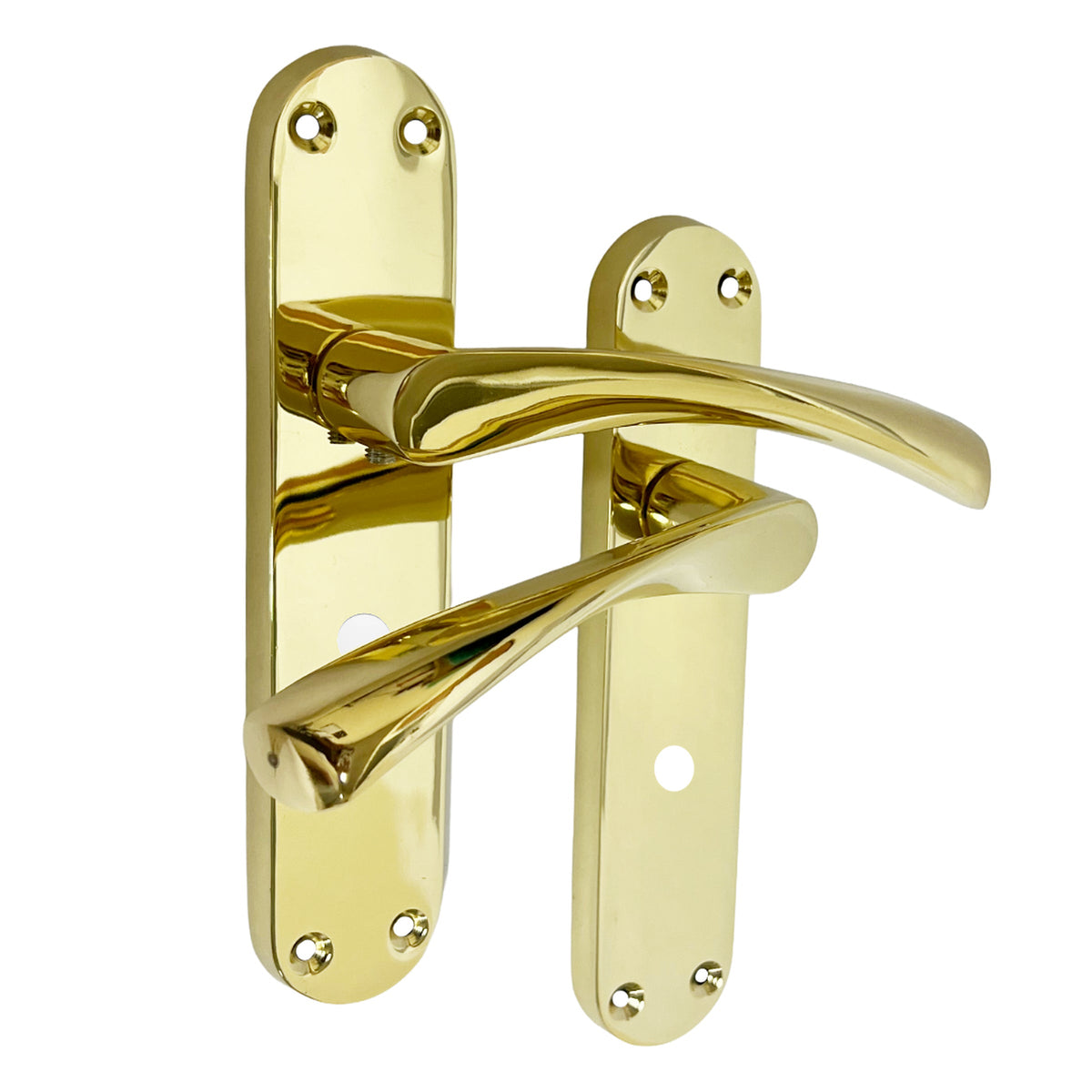 Marketplace JPG companion for Monja Astrid Door Handles Arched Lever Polished Brass Bathroom Lock Pack