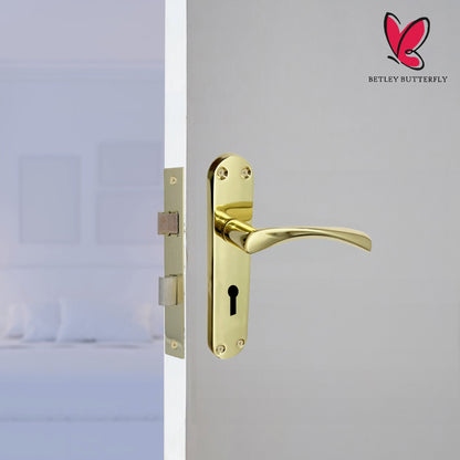 Marketplace JPG companion for Monja Astrid Door Handles Arched Lever Polished Brass Key Lock