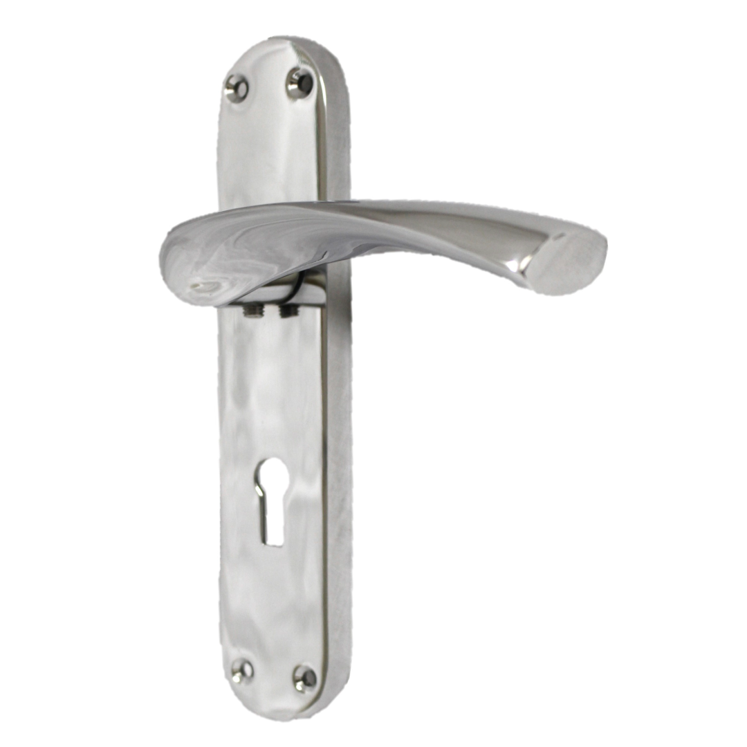 Monja Astrid Door Handles Arched Lever Polished Chrome Key Lock