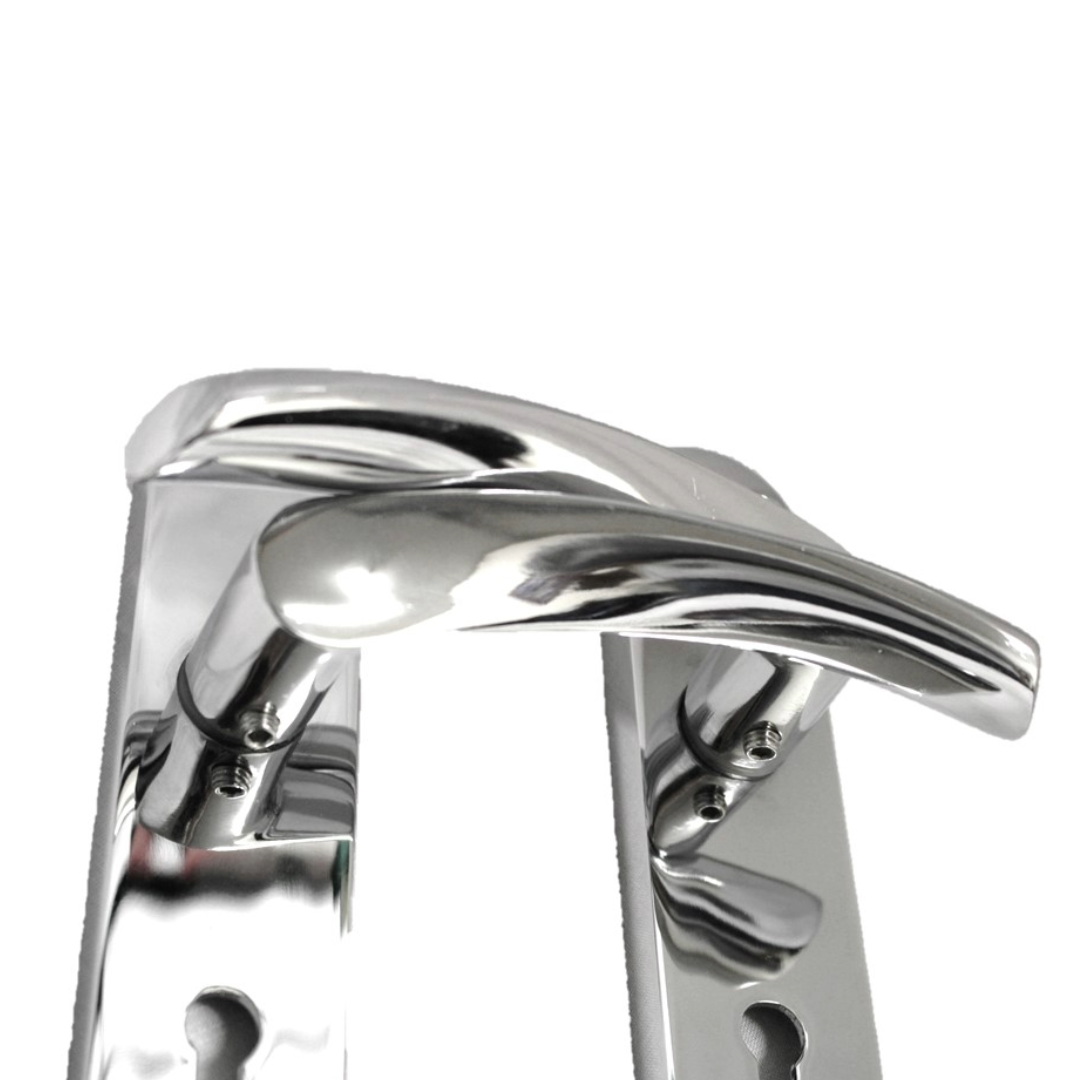 Monja Astrid Door Handles Arched Lever Polished Chrome Key Lock