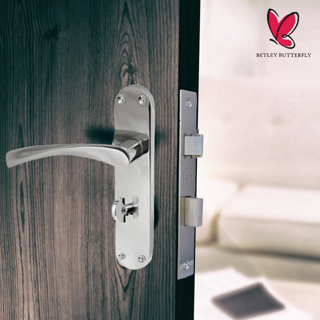 Poignées de porte de salle de bain Monja Astrid à levier arqué en chrome poli