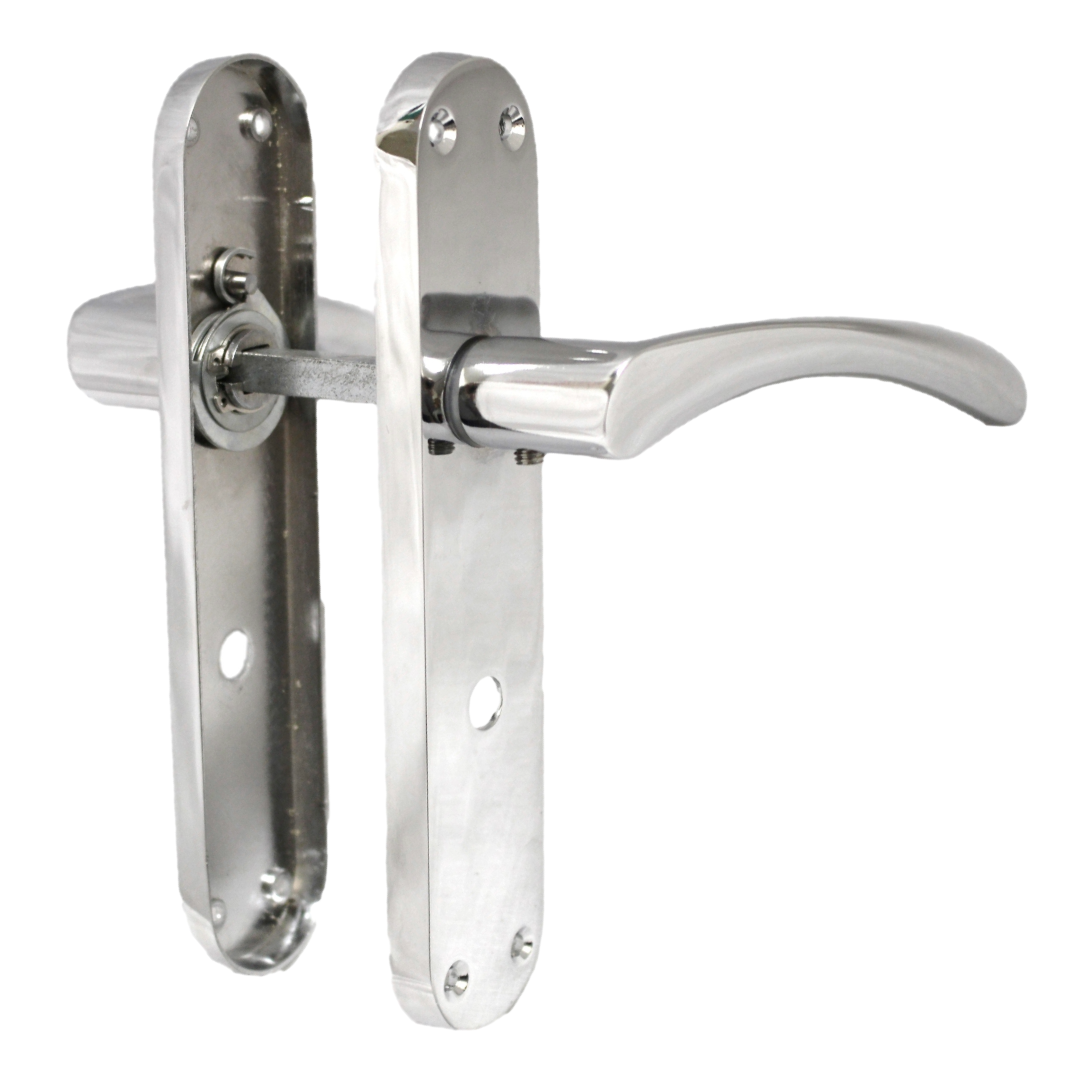Monja Astrid Door Handles Arched Lever Polished Chrome Bathroom Lock
